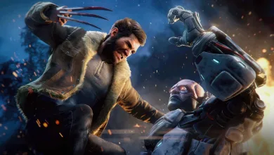 Marvel's Wolverine attacks armored enemies with his claws during a combat encounter