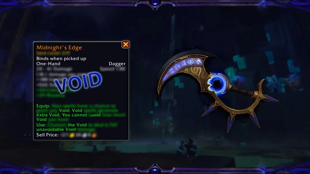 Midnight's Edge caster dagger with its in-game item panel