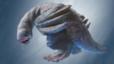Khezu flies against a pale sky in Monster Hunter Wilds: Ascendance
