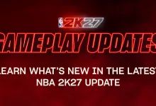 NBA 2K27 graphic announcing gameplay updates and inviting players to learn what's new in the latest update
