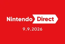 Red Nintendo Direct graphic dated 9.9.2026.