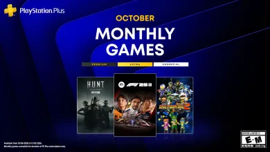PlayStation Plus October Monthly Games artwork showing covers for Hunt: Showdown 1896, F1 25, and Earth Defense Force: World Brothers 2.