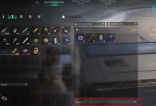 Once Human storage interface showing item containers and highlighted search fields