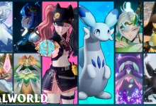 Palworld characters and Pals arranged in a colorful collage for the global popularity poll