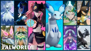 Palworld characters and Pals arranged in a colorful collage for the global popularity poll