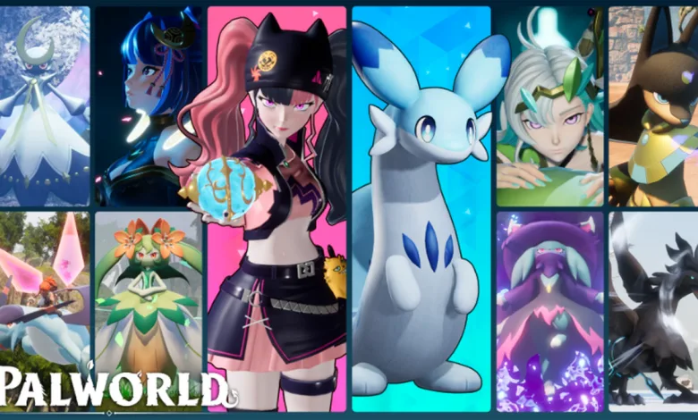 Palworld characters and Pals arranged in a colorful collage for the global popularity poll