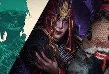 Collage of Path of Exile fan art showing a dark-armored woman, a teal silhouette, and a small knitted figure.