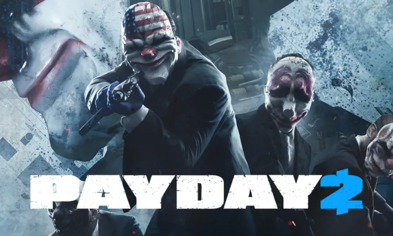 Three masked PAYDAY 2 heisters stand together in official artwork for Update 248