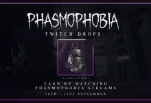 Phasmophobia Twitch Drops graphic showing a numbered 6 charm and the September 18–21 viewing period