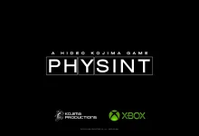 Black PHYSINT title card displaying the Kojima Productions and Xbox logos