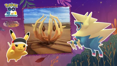 Bramblin appears between Pikachu and Mega Manectric in a Pokémon GO Fall Marathon: Buddy Trek event graphic.