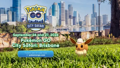 Pokémon GO City Safari artwork showing Eevee in grass with the Brisbane skyline and the September 26 and 27, 2026 event dates