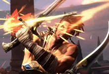 The protagonist of Prince of Persia: The Lost Crown fights with two swords amid bright attack effects.
