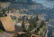A mountain skate park with large ramps, trees, and downhill routes in Skate. Season 5's S.U.M.R. Camp.