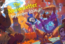 Illustrated Slay the Spire 2 characters and creatures surrounding The Neowsletter September 2026 title