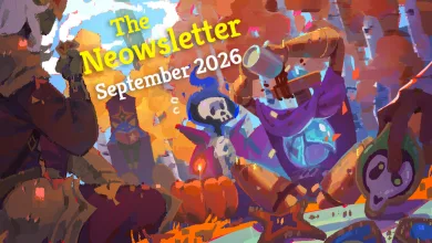 Illustrated Slay the Spire 2 characters and creatures surrounding The Neowsletter September 2026 title