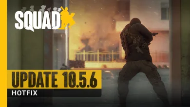 Squad soldier aiming a rifle from a doorway during the 10.5.6 hotfix