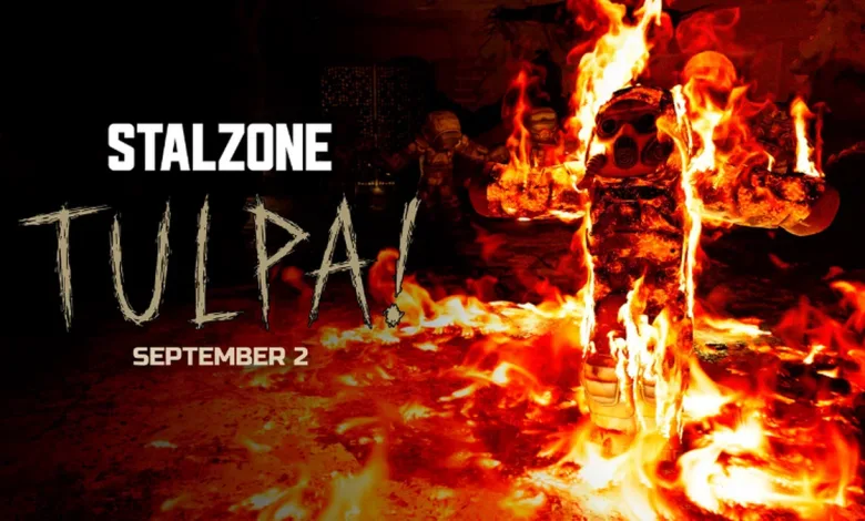 STALZONE tulpa! season artwork showing a flaming figure with the September 2 launch date