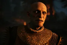 Brencis, a bald vampire antagonist, appears in The Blood of Dawnwalker