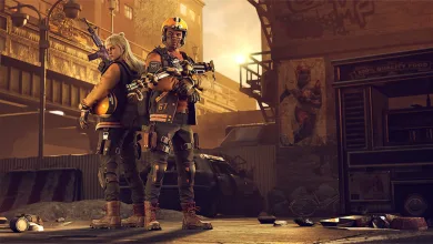 Two armed The Division: Resurgence agents stand together on a sunlit urban street