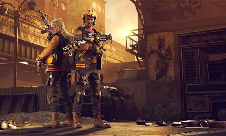 Two armed The Division: Resurgence agents stand together on a sunlit urban street