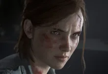 Close-up of Ellie with facial injuries in The Last of Us Part II