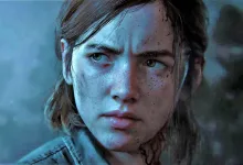 Ellie looks ahead with facial injuries in The Last of Us Part II