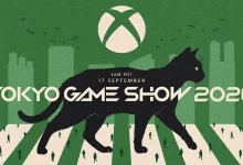 A black cat silhouette crosses a stylized Tokyo skyline beneath the Xbox logo for Tokyo Game Show 2026.
