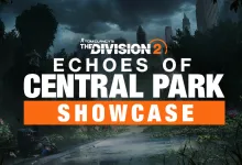 A dark Central Park scene with The Division 2 Echoes of Central Park Showcase title text.
