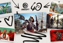 Collage of Ubisoft game artwork surrounding the Ubisoft 40 logo for the 40th Publisher Sale