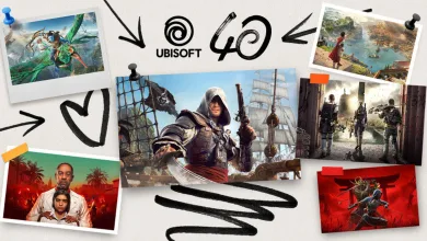 Collage of Ubisoft game artwork surrounding the Ubisoft 40 logo for the 40th Publisher Sale