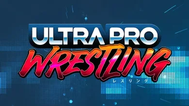 Ultra Pro Wrestling logo on a blue digital background
