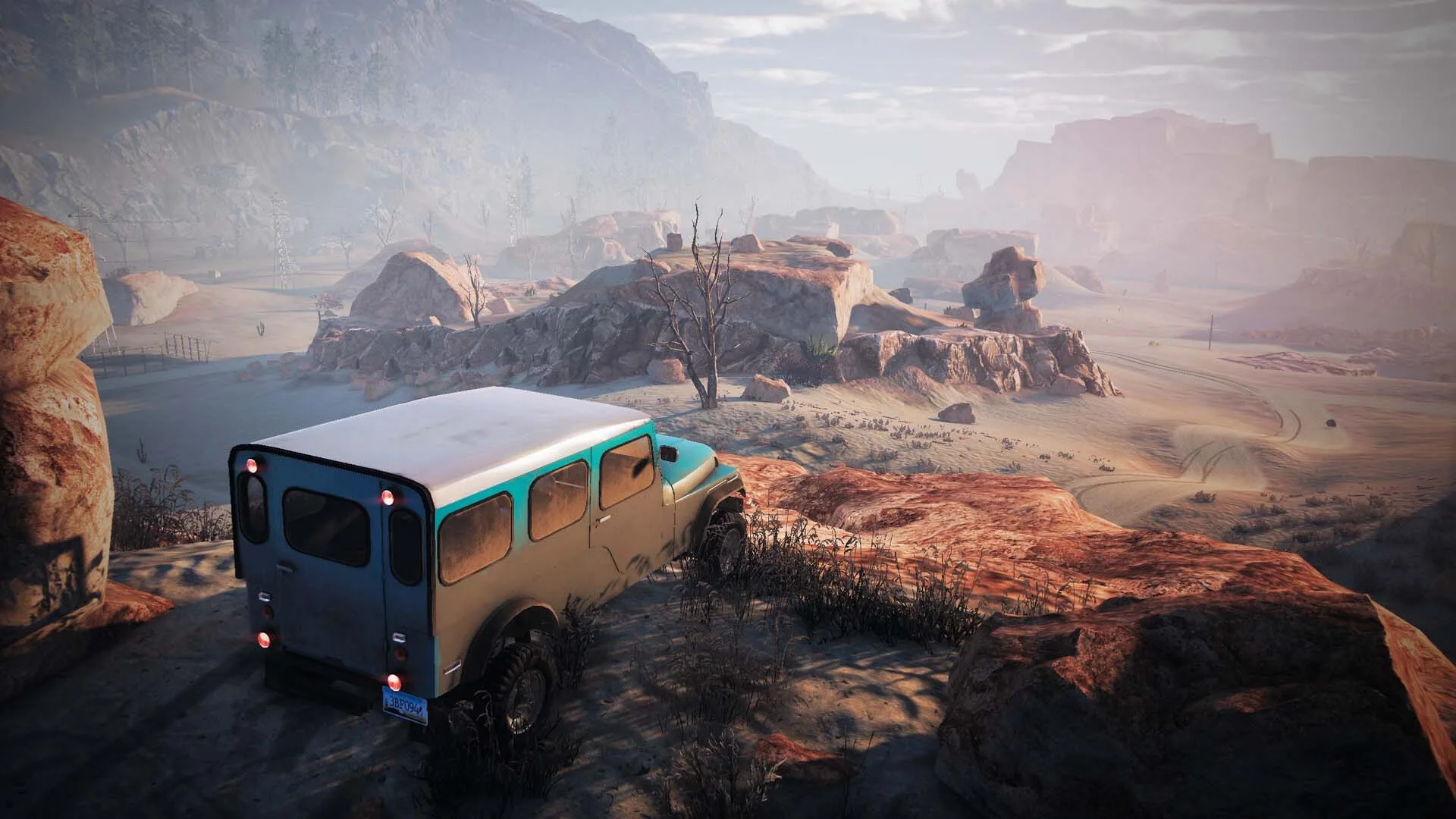 Used Cars Simulator vehicle parked in a desert landscape