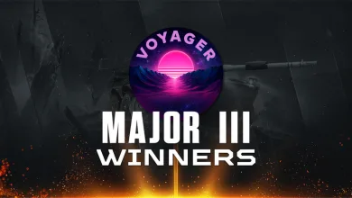 A War Thunder WTCS Major III winners graphic featuring the Voyager team logo above the tournament title