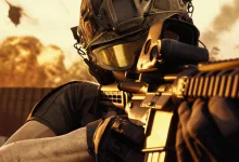 A heavily equipped WARDOGS soldier aims a rifle in a smoky outdoor battlefield.