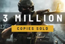 WARDOGS soldier stands in a battlefield scene beneath a graphic announcing three million copies sold.