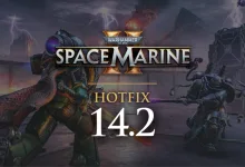 Warhammer 40,000: Space Marine 2 Hotfix 14.2 artwork showing Space Marines and Tyranids in battle
