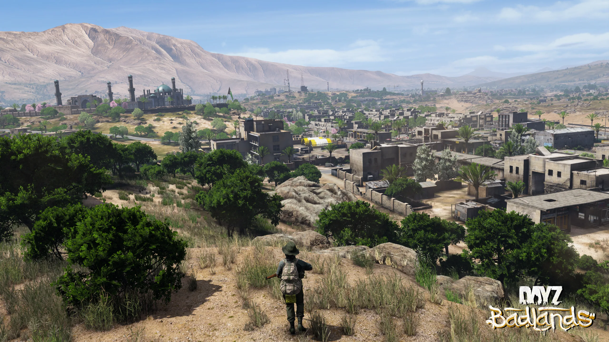Wide view of Nasdara's urban area and surrounding mountains