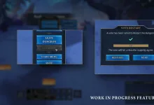Work-in-progress dungeon restart vote interface in Fellowship