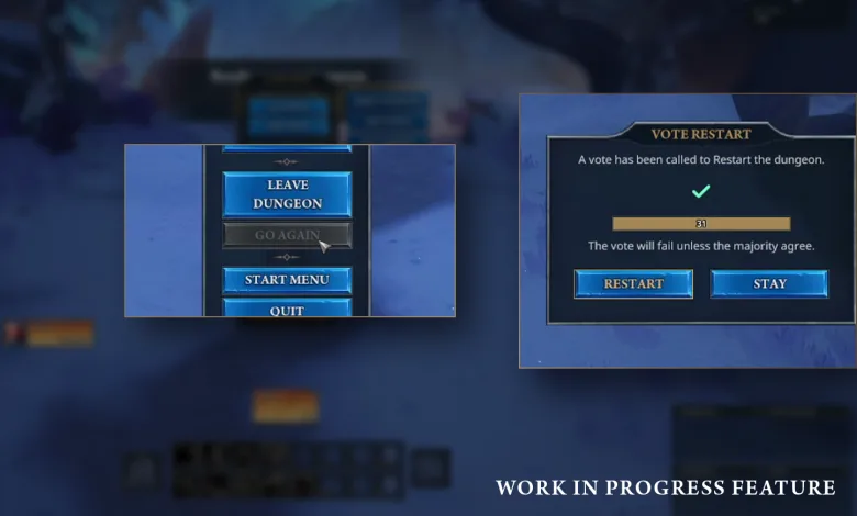 Work-in-progress dungeon restart vote interface in Fellowship