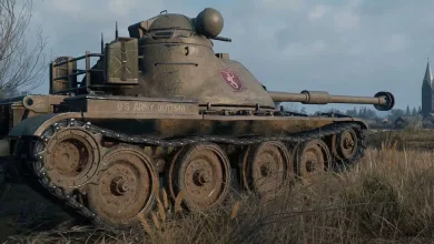 World of Tanks ASTRON Rex 105 mm tank with a Syrenka-themed decal in a grassy field