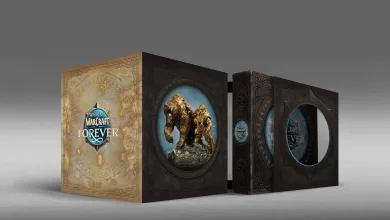 World of Warcraft: Forever Collector's Edition box opened to reveal a Dwarf and Bear statue