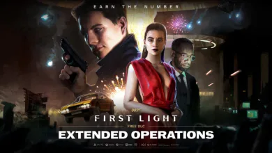 007 First Light artwork showing three agents, a sports car, and an action scene from Extended Operations
