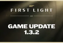 007 First Light title card displaying Game Update 1.3.2.