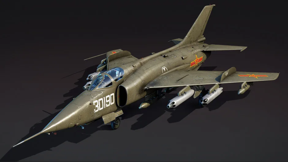 A Q-5D aircraft carrying several underwing weapons