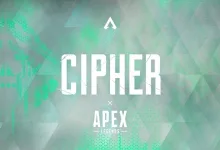 Teal geometric Apex Legends artwork with the word Cipher centered beneath the Apex logo.