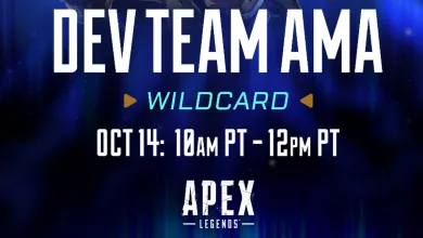 Apex Legends graphic announcing a Wildcard developer AMA on October 14 from 10 a.m. to 12 p.m. PT.