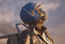 An ARC Raiders character wearing a blue helmet and carrying a weapon.