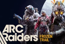 Three armored ARC Raiders characters stand against a snowy landscape.