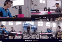 Motion-capture performers wearing sensor suits act in a studio for ARC Raiders.